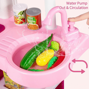 53 PCS Pink Kitchen Toys for Toddlers